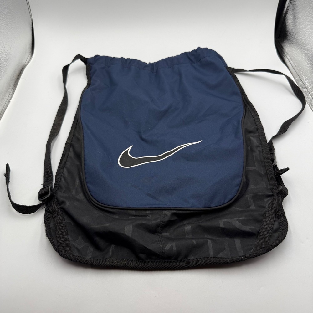 Nike Drawstring Cinch Sackpack Backpack Navy Blue Black Swoosh RN56323